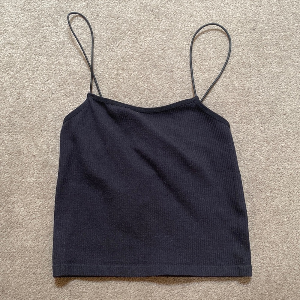 Zara black ribbed top XS